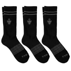 3 pk Bombas Original Crew Sock - XL - Black with Grey Stripe